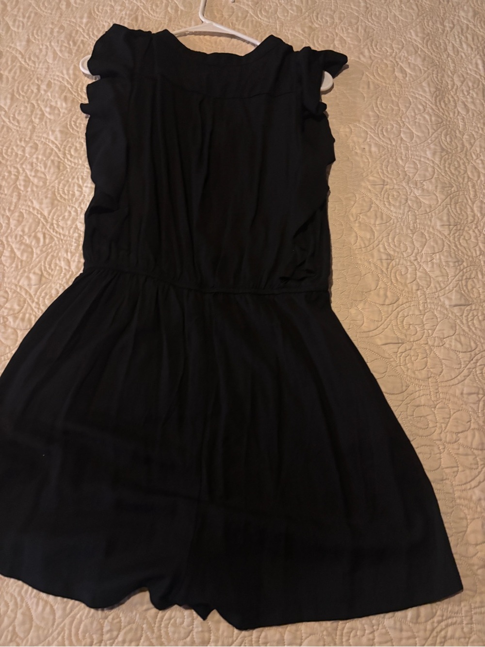 Women’s Black Ruffle Button-Front Mini romper - Picture 2 of 2